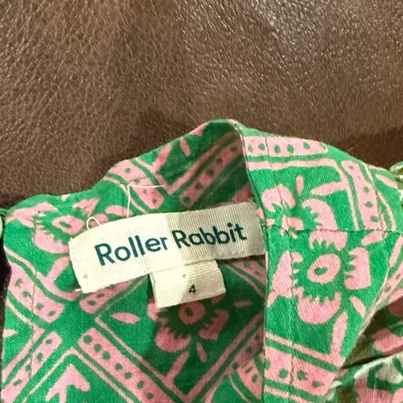 Roller Rabbit Green and Pink Patterned Dress. Size 4 - Picture 2 of 4